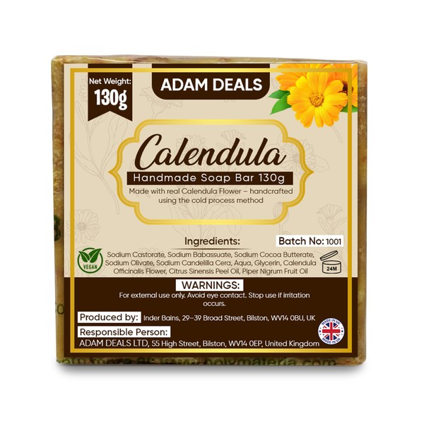ADAM DEALS Calendula Handmade Soap Bar 130g • Cold Process