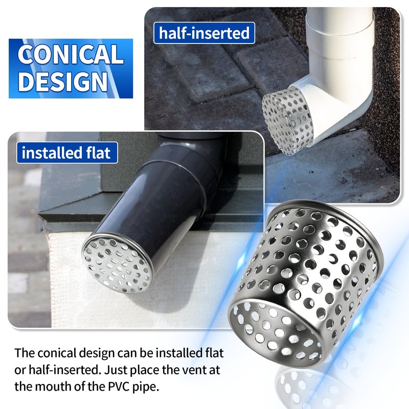 Boltigen PVC Termination Mesh Screen Vent Covers, Stainless Steel Gutter