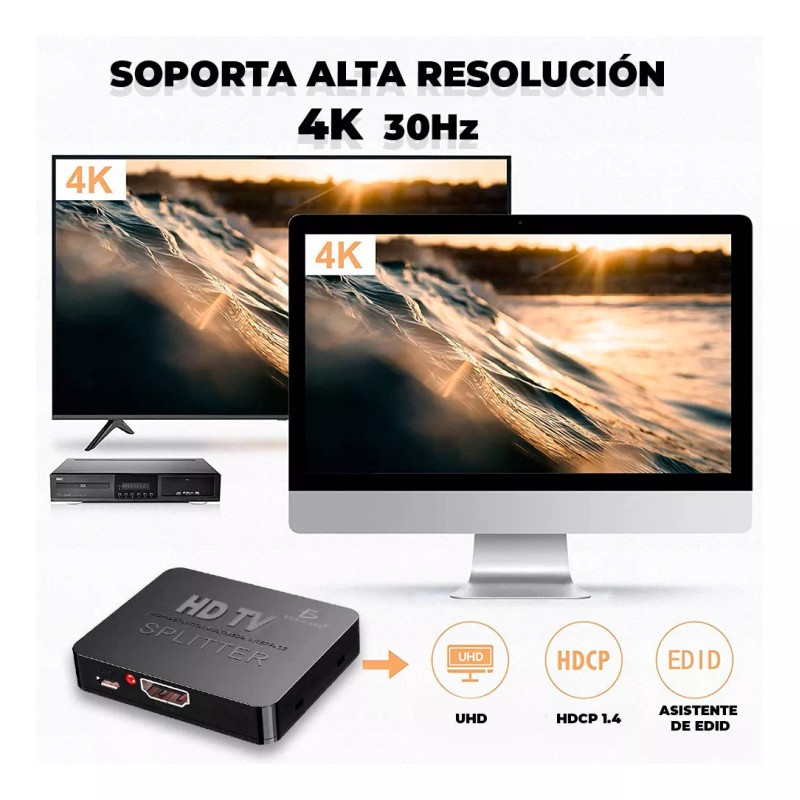 Ele-Gate Divisor De Señal Hdmi Splitter Hdtv 2 Salidas (1x2)