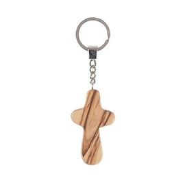 Key Ring Cross Olive Wood