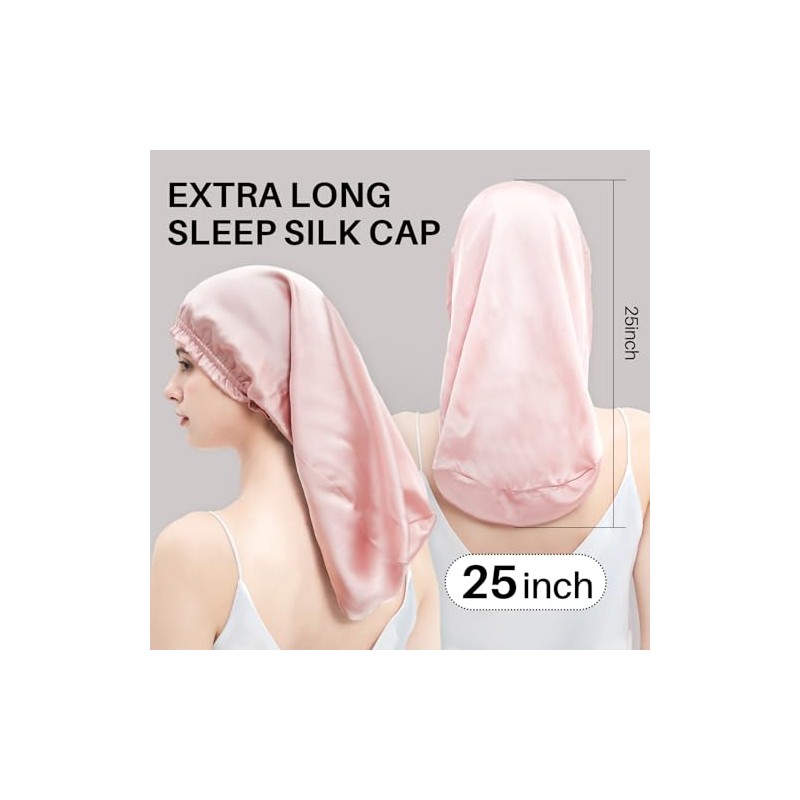 Gorro Seda Largo Dormir Mujeres Hombres Todo Tipo Cabello 100