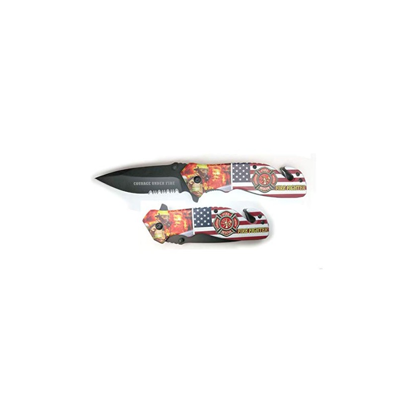 Police emergency knife with safety belt cutter and glass breaker