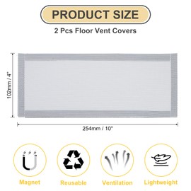 sourcing map 2Pcs Floor Vent Covers, 10"x4" Magnetic Floor Register Screen, Air Vent Mesh Filters for Floor Wall Ceiling Catch Debris, White