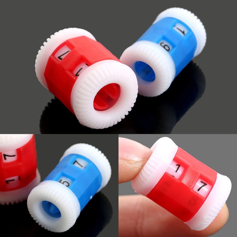 Dophee 2Pcs 2Sizes Crochet Knitting Row Counter Tally Knitter Needle