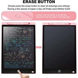12 Pulgadas Tableta de Dibujo Niños, Pizarrón Mágico Borrable Tableta de Escritura LCD Reutilizable Vistoso, Juguete Educativo, Writing y de Aprendizaje Tablero para Dibujar Niños, Niñas (rosado)