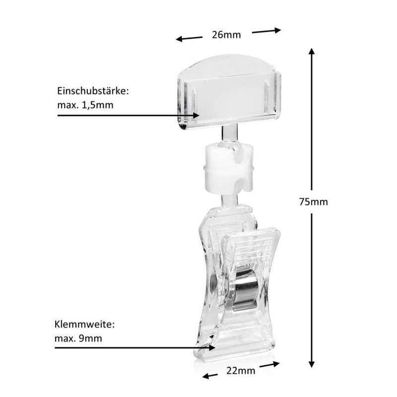 Pack of 10 Clear Sign Holder/Bracket with Ball Joint