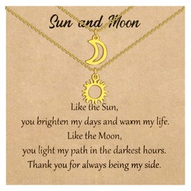 MANVEN Sun, Moon and Stars Necklace Adjustable Necklace for Best Friend Friendship Jewellery Gifts for Friends Sisters Women Girls, Stainless Steel, No Gemstone