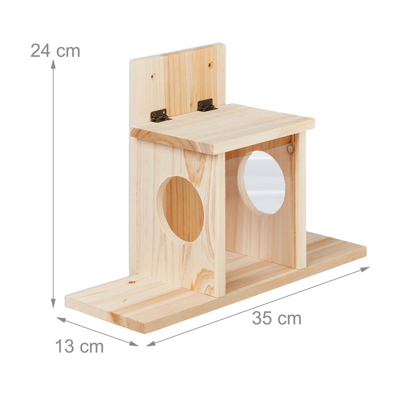 Relaxdays 1 x Wooden Squirrel Feeder Kit 2 Entrance &