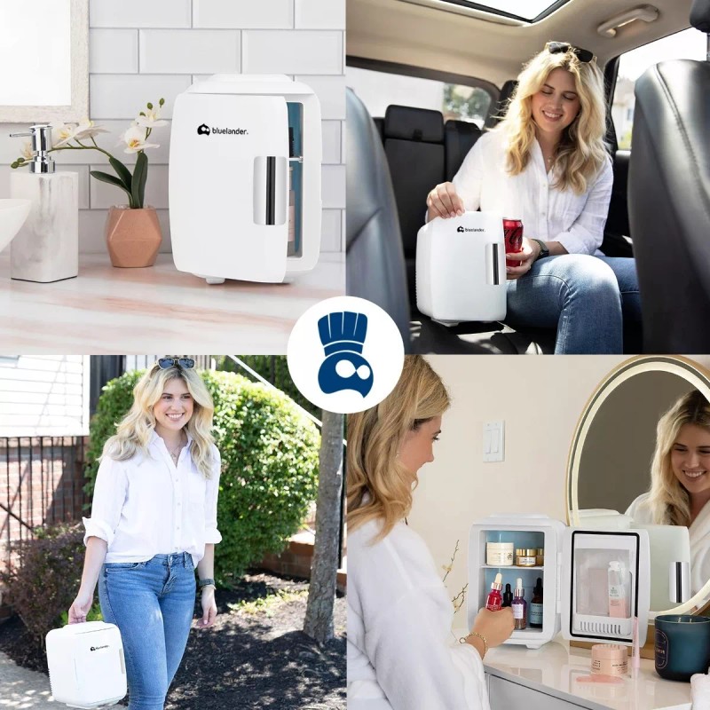 Bluelander Mini Refrigerador Frigobar 4l 6 Latas Casa Cosméticos Blanco