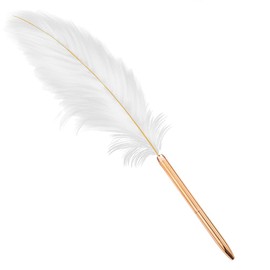 HomeBoom Retro Ballpoint Pen,Retro White Feather Ballpoint Pen Exquisite Siganture Pen Refillable Ballpoint Pen for Wedding Office Business Gift, 33cm/12.99in