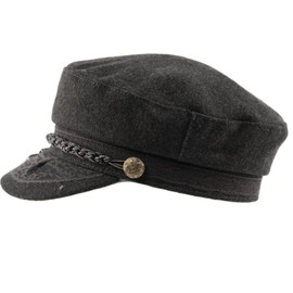 Epoch hats Men's Greek Fisherman Sailor Fiddler Winter Wool Driver Hat Flat Cap (S/M, A Charcoal)