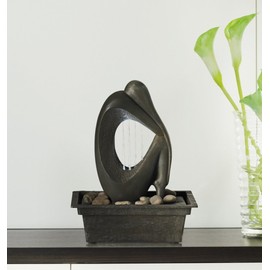 Modern Silhouette 10" High Small Zen Indoor Outdoor Decor Faux Stone Tabletop Fountain with Light LED Waterfall Water Feature for Outside Garden Patio Yard Desk Backyard Porch Deck - John Timberland