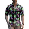 Neon Flamingo Shirt: Men's 80s Disco Button-Up Hawaiian Shirt