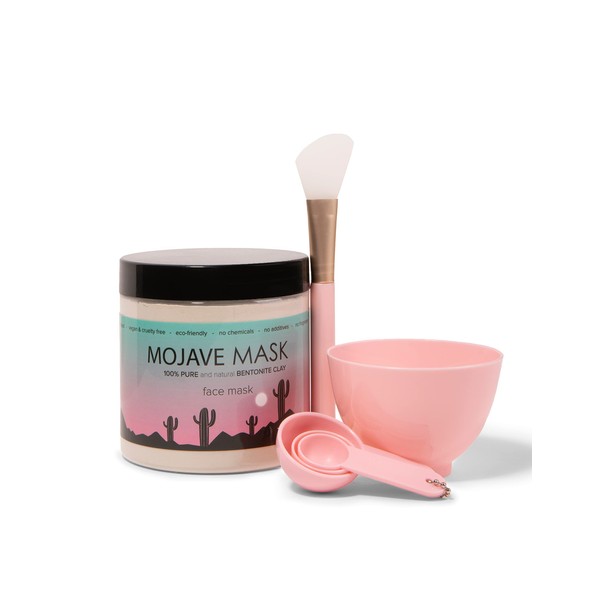 Babe Waves Trademark Beauty Mojave Mask With Facial Set, Clay Face Mask With 100% Bentonite Clay for Ultimate Skin Care, Natural Face Cleansing Treatment, Facial Mask With Accessories Included