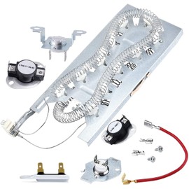 3387747 WP3387747 Dryer Heating Element Replacement for Whirlpool with 279816 Thermostat Kit & 279973 3392519 Thermal Fuse Dryer Thermal Cut-Off Fuse Kit Replace Part # AP6008281 PS11741416