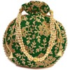 Indian Ethnic Green Potli Bag Ladies Handbag Hand for Bridal