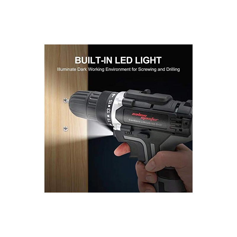 SALEM MASTER Cordless Power Drill, 12V Power Drill 30Nm, 3/8”
