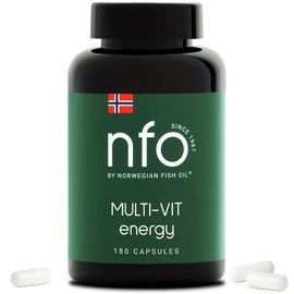 NFO Multi-Vit Energy [180 Hardgel Capsules] Natural High-Dose Complex from Norway. All vitamins and minerals in our multivitamins are balanced for maximum synergy
