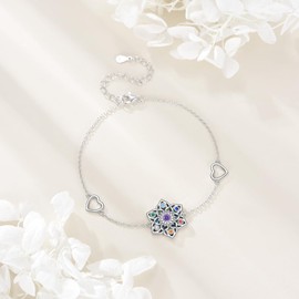 ONEFINITY Lotus Bracelet for Women 925 Sterling Silver Abalone Shell Chakra Bracelet Lotus Flower Jewellery Gifts for Lotus Lovers, Sterling Silver