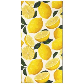YISUMEI Microfibre Beach Towel with Yellow Lemons, Soft, Lightweight, Sandproof, Quick-Drying, XXL, 180 x 90 cm