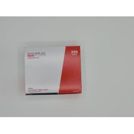 BH Supplies Alcohol Prep Pad Sterile, Medium 2-Ply, 200 Count - Saturated with 70% Alcohol