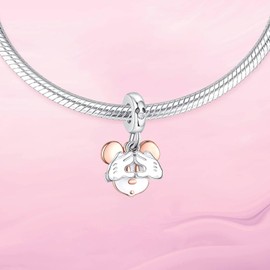 VALGACLS Miki Mouse Double Dangle Charm for Bracelets Necklace 925 Sterling Silver Movie Mouse Charms
