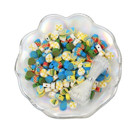 100pcs Mixed Colorful Easter Egg Polymer Clay Beads for Women Jewelry Making DIY Bracelet Necklace Hair Clip Accessories (Easter Egg)