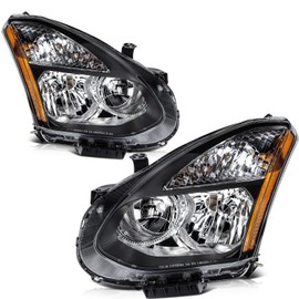 OCPTY Headlight Assembly Pair Replacement For 2008-2013 for Nissan Rogue 2014-2015 for Nissan Rogue Select Clear Lens Black Housing Amber Reflector