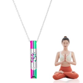 Breathing Necklace, Anxiety Relief Whistle Necklace Portable, Calm Carry for Anxiety Stainless Steel Necklaces, Deep Breathing Exercises Necklaces for Men Women Meditation Stress Relief, Colorful