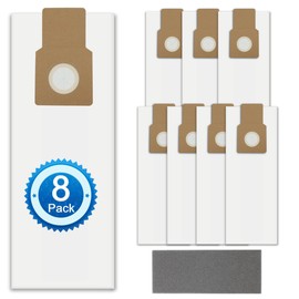 Type U/L/O Vacuum Bags for Kenmore 5068, 50688, 50690, 50105 Upright Vacuum, Style U, L, O Paper Bags for Miele Type Z, S170-S180, S183, S184, for Panasonic Type U-2, 8 Pack, with 1 Foam Filter