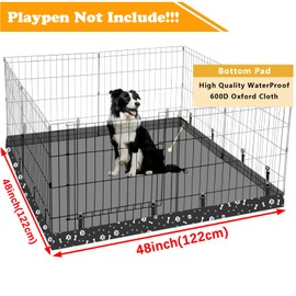 Dog Playpen Square Bottom Pad Fits for 48 Inch 8 Panels Metal Exercise Pet Playpen, Dog Crate Pad Puppy Playpen Pad, Elastic Buckles Connections.(Note: Playpen Not Included) -Black