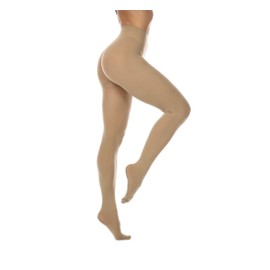 Frola Women's 80 Denier Soft Semi Opaque Solid Color Footed Pantyhose Tights (Large-X-Large, Natural)