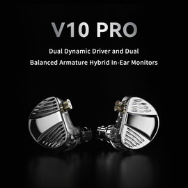 TRN V10-PRO Dynamic Driver Wired Headphones, 2DD+2BA Hybrid In-Ear Monitor, Semi-Transparent Oxygen-Free Copper Cable, HiFi Grade Sound Quality (Type-C Plug + Mic/Silver)