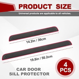 4 protectores de umbral de puerta de coche, resistente a los arañazos y a prueba de agua, protección de umbral de borde de puerta para automóvil, SUV, automóvil, universal, de goma