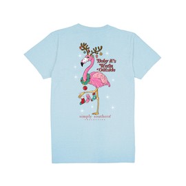Simply Southern Baby It's Warm Outside - Flamingo - Christmas - Youth T-Shirt Large