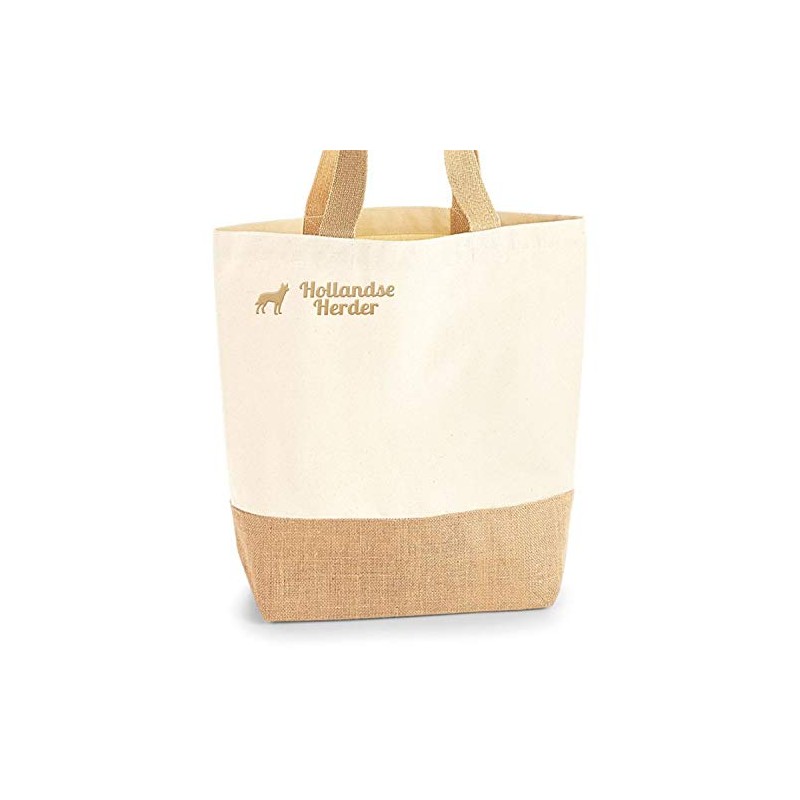 Hollandse Herder Jute Bag Shopper Shopping Bag Dog Motif Embroidery