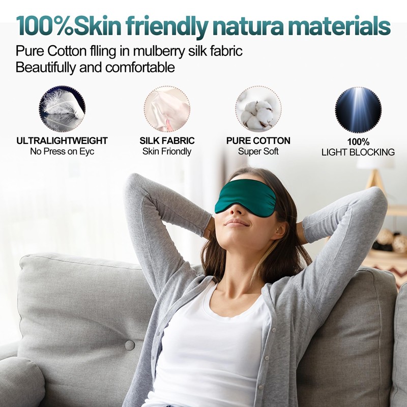 Sleep Mask, Silk Eye Mask for Sleeping with Adjustable Strap,