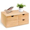 Charmewooden Bamboo Desk Organizer with Drawers Makeup Storage Drawer 3