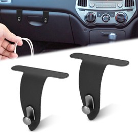 SNOMEL 2 Pcs Car Hooks for Passenger Glove Box, Self-Adhesive Headrest Hooks for Car Holder, Leather Car Purse Hook for Bags, Car Seat Back Storage Hook Accessories Organization (Front Single Hook)