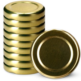 KADAX Screw Cap fi43 mm, Twist-Off Lid Set Made of Metal, Fits 40 ml Jars, Replacement Lids with 4 Locking Teeth, Lids for Jars, Bottles and Preserving Jars (10 Pieces, Gold)