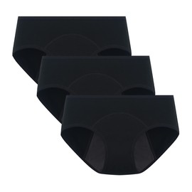 POPKOK Period Underwear Womens Cotton Hipster Postpartum Plus Size Panties 3 Pack(3X-Large, Black)