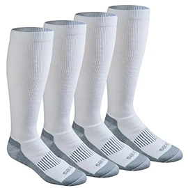 Dickies Men's Light Comfort Compression Over-the-calf Socks, White (4 Pairs), Shoe Size: 6-12