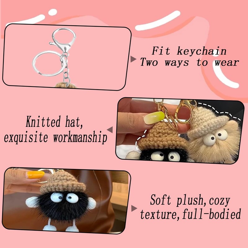 LuyoNova Plush Key Fob, Car Key Ring with Metal Keyring