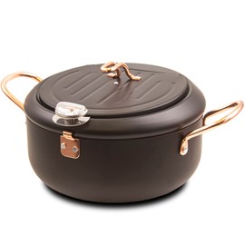 CYRDER Japanese Tempura Nonstick Deep Fryer Pot with Thermometer, 3.5L/10in