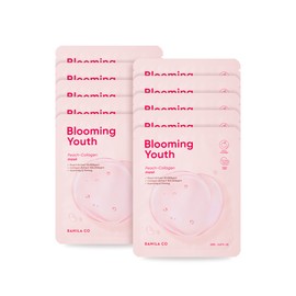 Banila Co. [Vanillaco] Blooming Youth Peach Collagen Mask Sheet 20ml 10 sheets - Slightly acidic moisture ampoule for wrinkle improvement / [바닐라코] 블루밍 유스 피치콜라겐 마스크 시트 20ml 10매 - 미산성 수분 앰플 주름개선