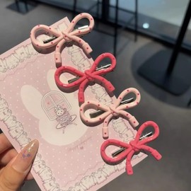 Ribbon, Light Pink + Dark Pink, Set of 4, Hair Elastic, Silk Satin Hair Care, Hair Accessories, Hair Arrangement, Hair Band, Women's, Simple, Basic, Cute, Hair Accessories, Hair Ornament, Anti-Slip