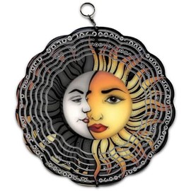 Celestial Balance Sun and Moon Wind Spinner Art 10 inch for Garden Decor with Swivel Hook, Double Sided Circle Hanging Wind Spinner Nature Tree Hanger for Yard Porch Front Door
