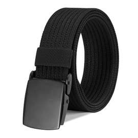 WERFORU Men's Nylon Belt, Military Tactical Belts Breathable Webbing Canvas Belt with Alloy Buckle, Black