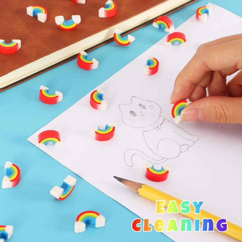 240 Pcs Mini Rainbow Erasers for Kids,St. Patrick's Day Erasers