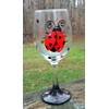Ladybug Hand Painted Stemmed Wine Glasses Set of 2